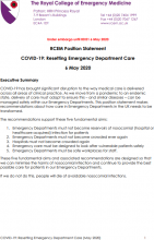 RCEM Position Statement COVID-19: Resetting Emergency Department Care